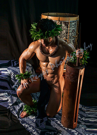 Instruments & Music 001F_ Tahitian Toere Drummer