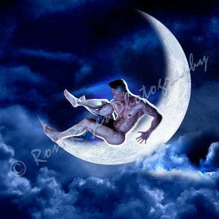 Full Moon 006C_ Waxing Crescent Man On The Moon