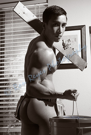 Black & White 70 – Portrait of a Handy Man - (Ron's Houseboys Cleaning Crew Calendar Series)